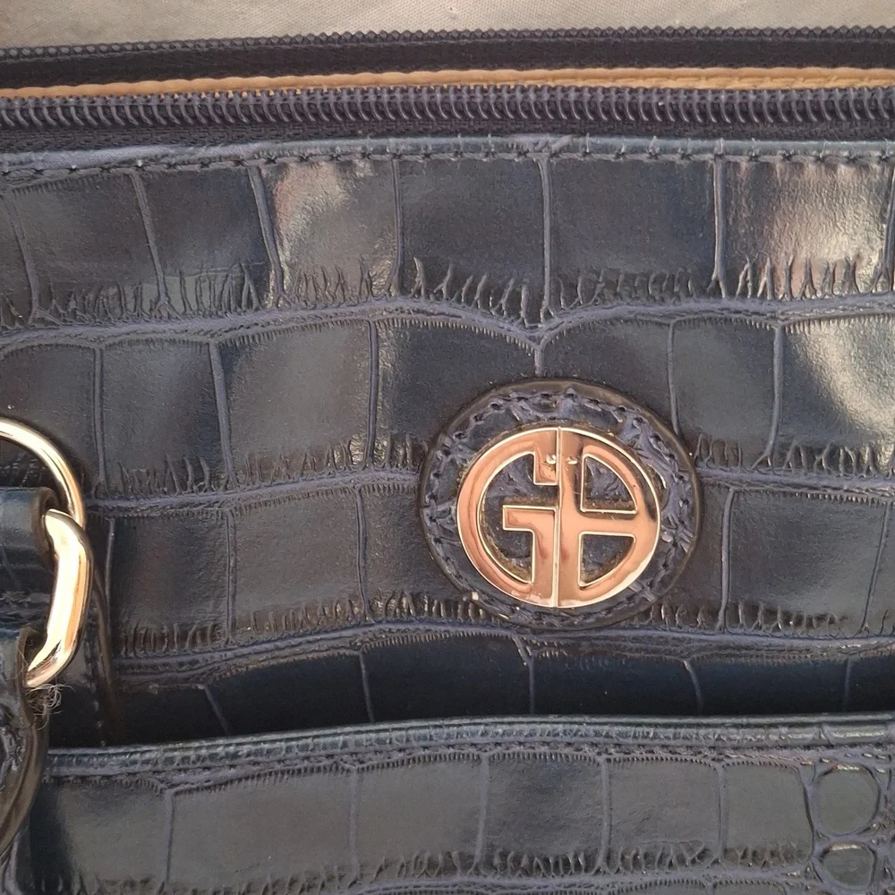 Giani Bernini Black Crocodile-Embossed Laptop Bag
